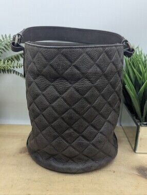 A. Bellucci Brown Leather Bucket Bag Purse Pull Up Drawstring Liner